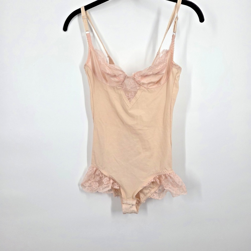 VTG 70s Emilio Pucci for FR Peach/Nude Lingerie Lace Teddy 34B Wedding Sexy